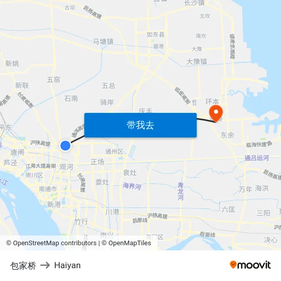 包家桥 to Haiyan map