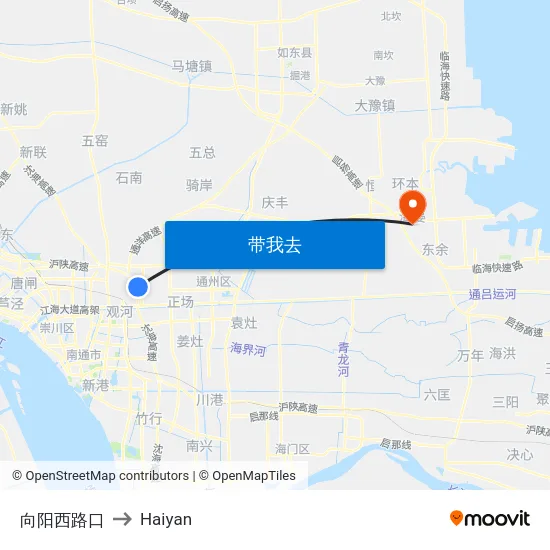 向阳西路口 to Haiyan map