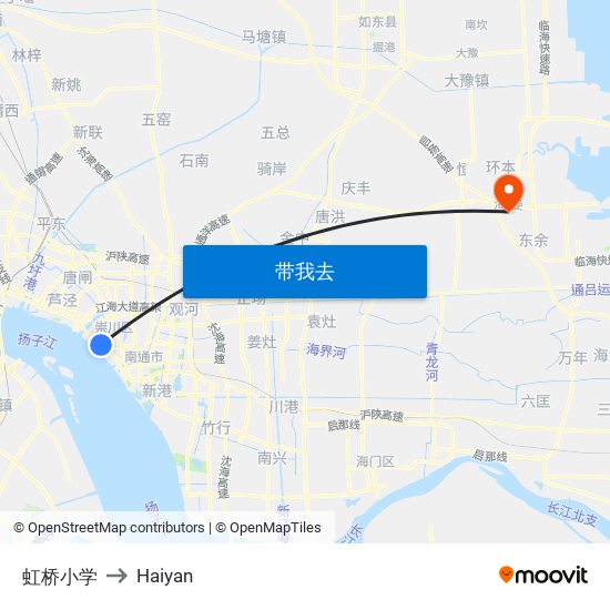 虹桥小学 to Haiyan map