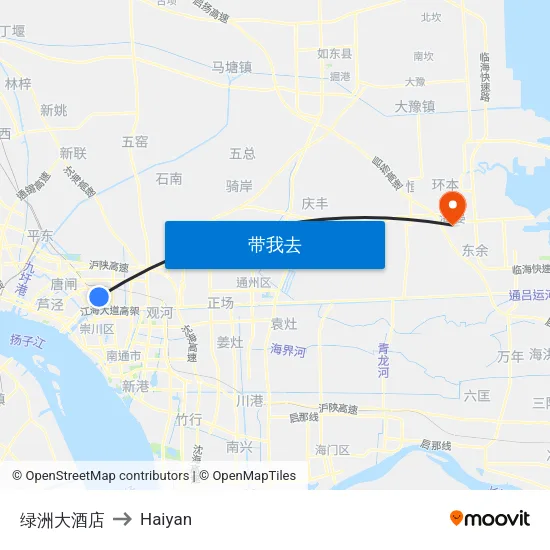 绿洲大酒店 to Haiyan map
