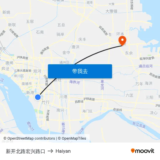 新开北路宏兴路口 to Haiyan map