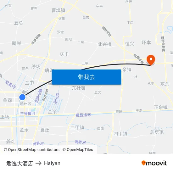 君逸大酒店 to Haiyan map
