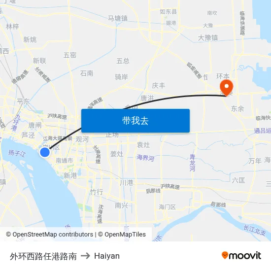 外环西路任港路南 to Haiyan map