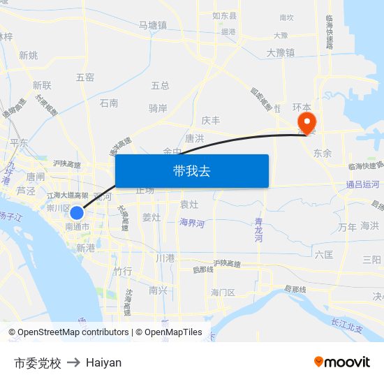 市委党校 to Haiyan map