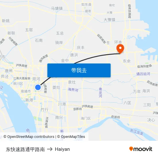 东快速路通甲路南 to Haiyan map