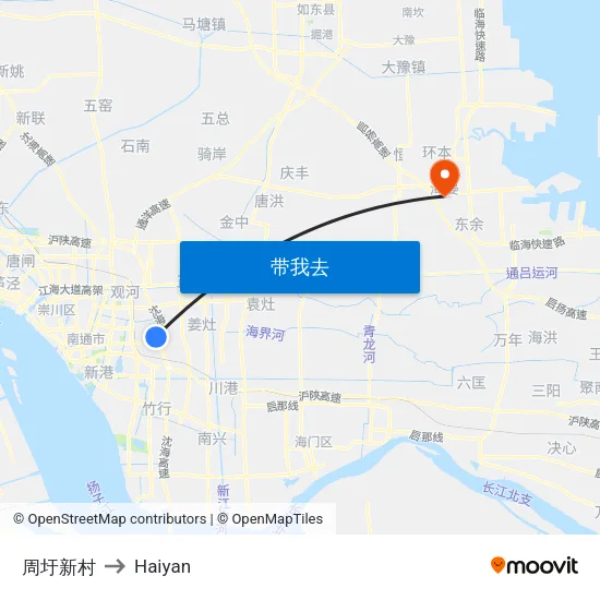 周圩新村 to Haiyan map