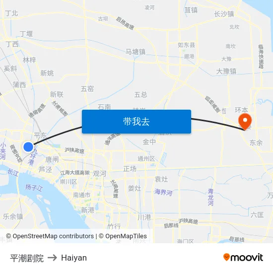 平潮剧院 to Haiyan map