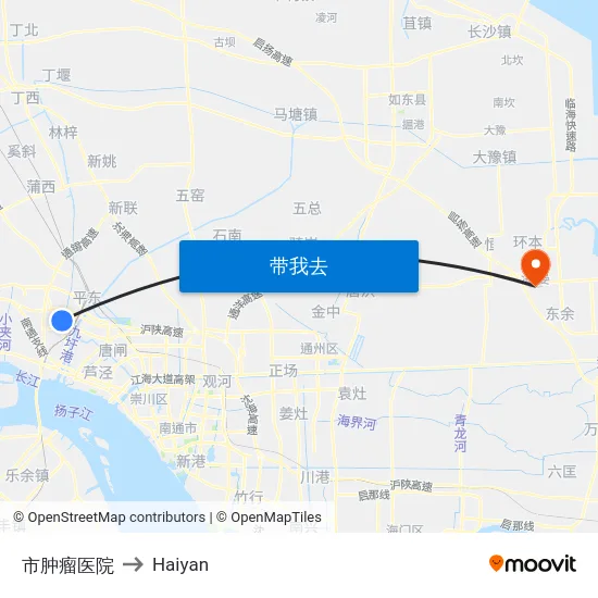 市肿瘤医院 to Haiyan map