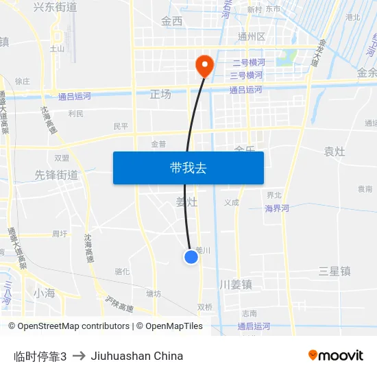 临时停靠3 to Jiuhuashan China map