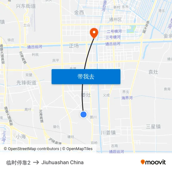 临时停靠2 to Jiuhuashan China map