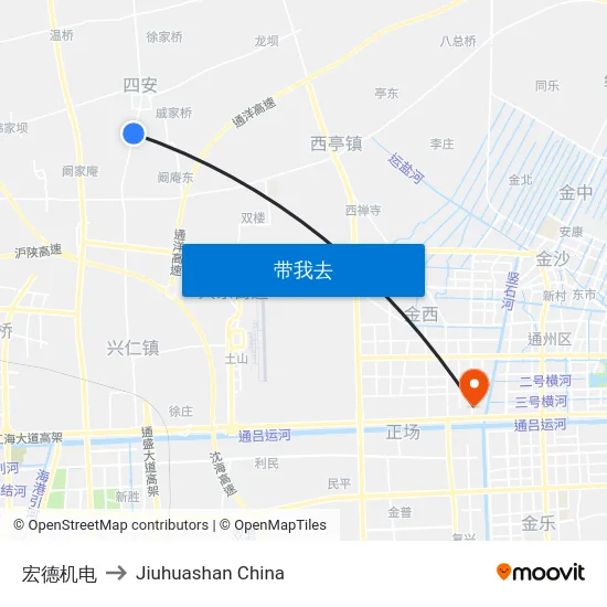宏德机电 to Jiuhuashan China map