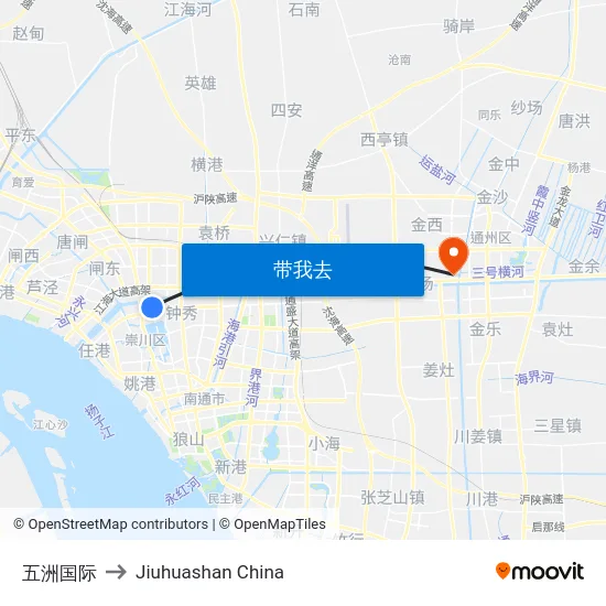 五洲国际 to Jiuhuashan China map