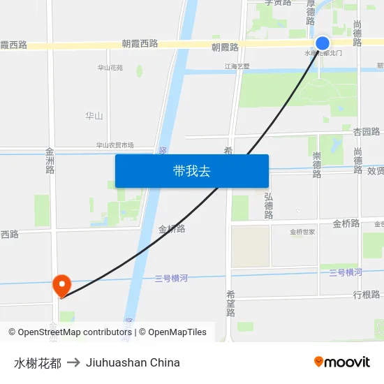 水榭花都 to Jiuhuashan China map