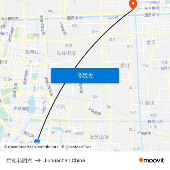 星湖花园东 to Jiuhuashan China map