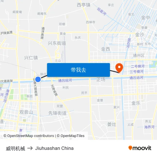 威明机械 to Jiuhuashan China map