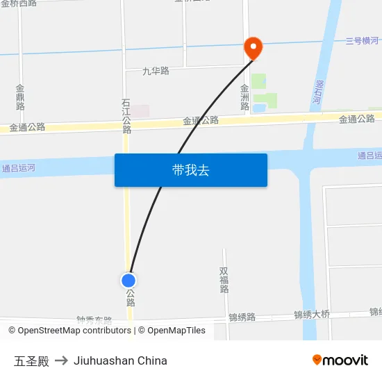 五圣殿 to Jiuhuashan China map