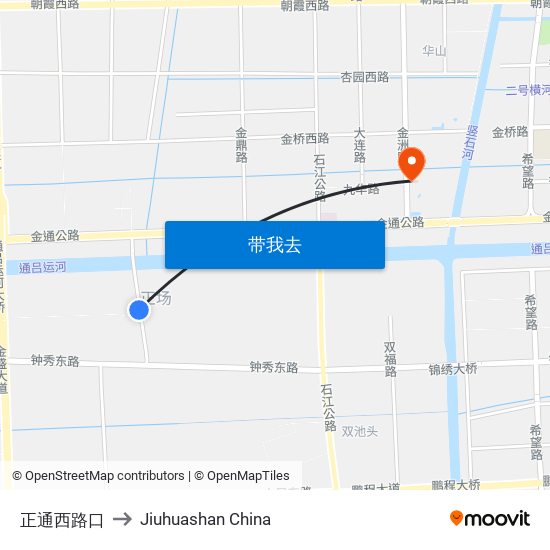 正通西路口 to Jiuhuashan China map