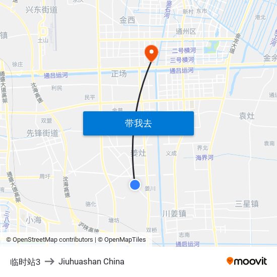 临时站3 to Jiuhuashan China map