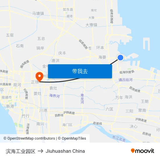 滨海工业园区 to Jiuhuashan China map