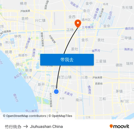 竹行街办 to Jiuhuashan China map