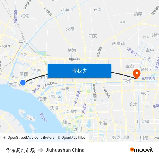 华东调剂市场 to Jiuhuashan China map