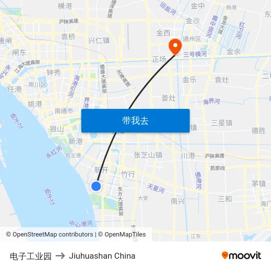 电子工业园 to Jiuhuashan China map