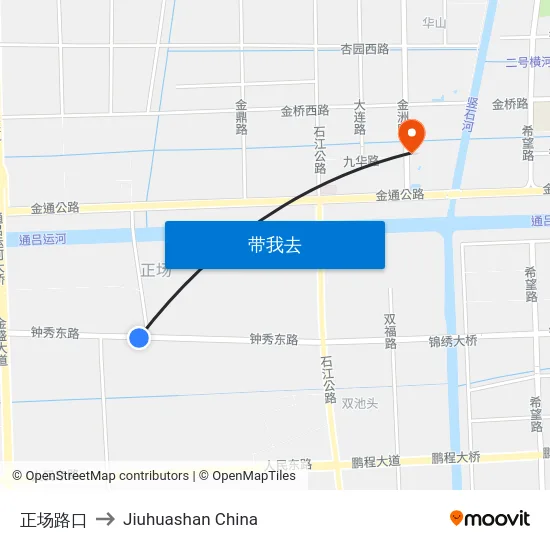 正场路口 to Jiuhuashan China map