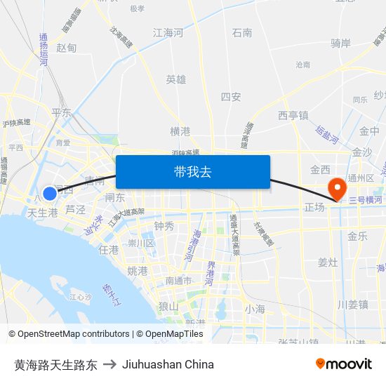 黄海路天生路东 to Jiuhuashan China map