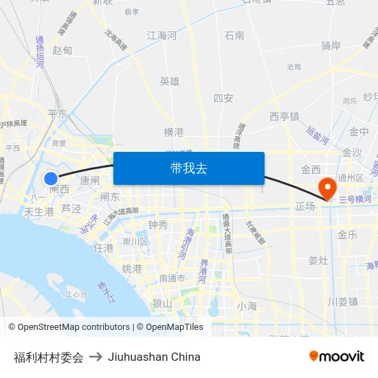 福利村村委会 to Jiuhuashan China map