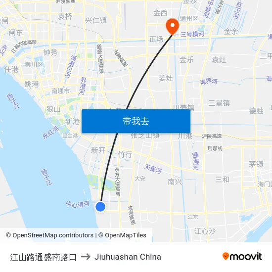 江山路通盛南路口 to Jiuhuashan China map