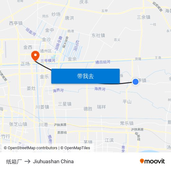 纸箱厂 to Jiuhuashan China map