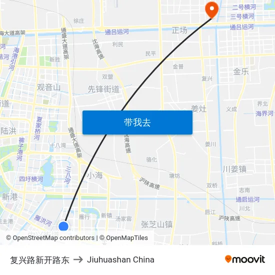 复兴路新开路东 to Jiuhuashan China map