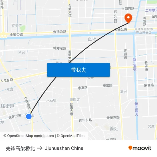 先锋高架桥北 to Jiuhuashan China map