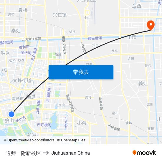 通师一附新校区 to Jiuhuashan China map