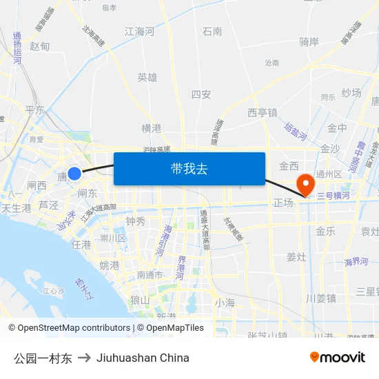 公园一村东 to Jiuhuashan China map