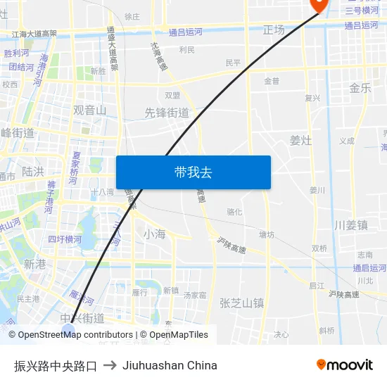 振兴路中央路口 to Jiuhuashan China map