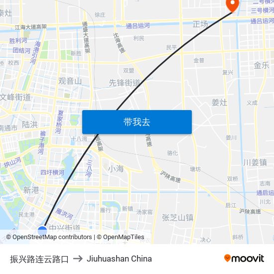 振兴路连云路口 to Jiuhuashan China map