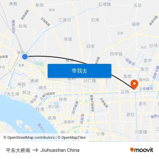 平东大桥南 to Jiuhuashan China map
