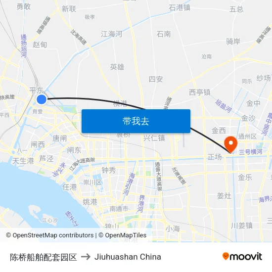 陈桥船舶配套园区 to Jiuhuashan China map