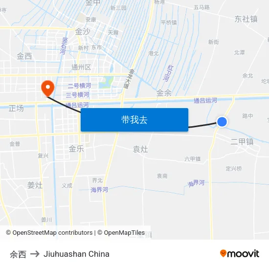 余西 to Jiuhuashan China map