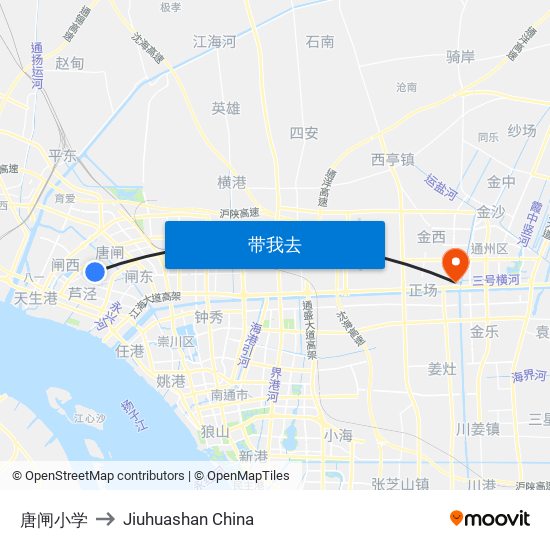 唐闸小学 to Jiuhuashan China map