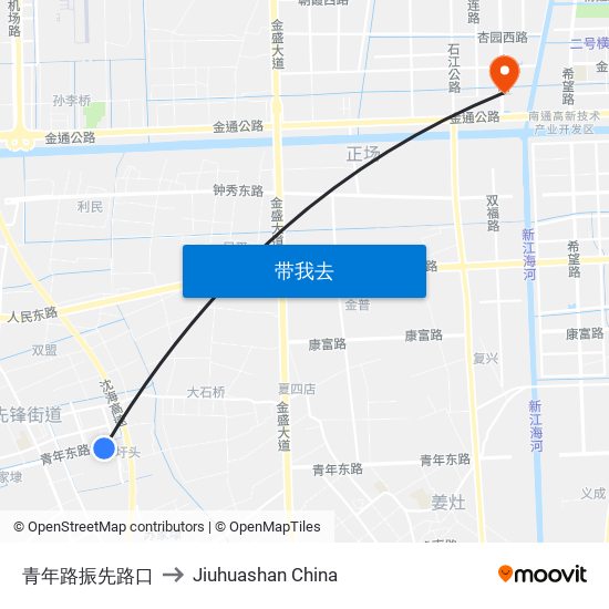 青年路振先路口 to Jiuhuashan China map