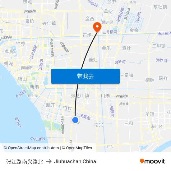 张江路南兴路北 to Jiuhuashan China map
