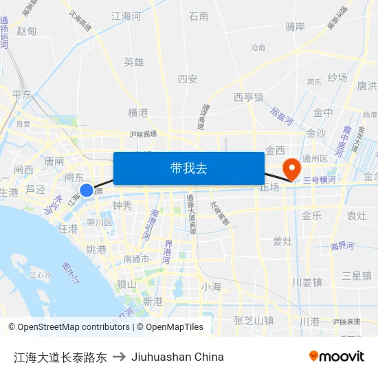 江海大道长泰路东 to Jiuhuashan China map