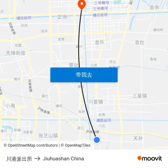 川港派出所 to Jiuhuashan China map