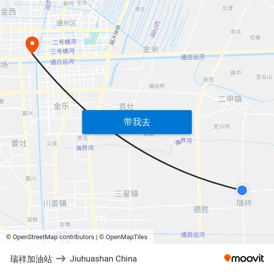 瑞祥加油站 to Jiuhuashan China map