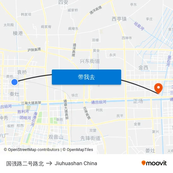 国强路二号路北 to Jiuhuashan China map