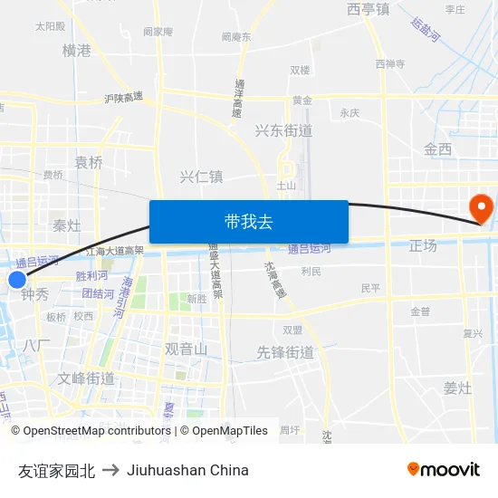 友谊家园北 to Jiuhuashan China map