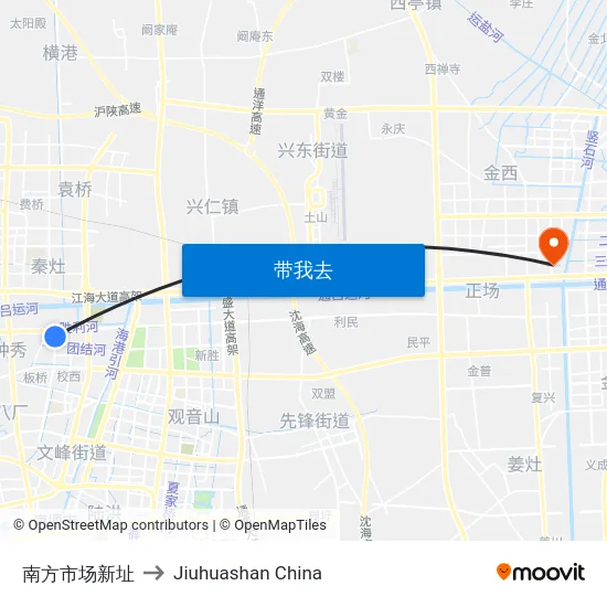 南方市场新址 to Jiuhuashan China map