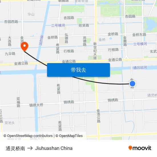 通灵桥南 to Jiuhuashan China map